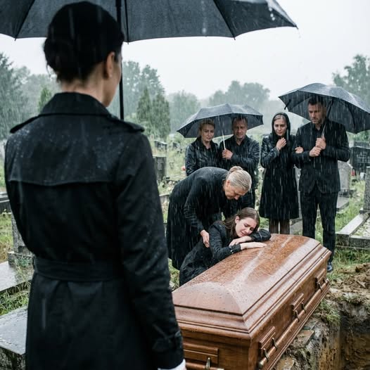 Meine Schwester fiel auf dem Sarg meines Mannes in Ohnmacht, und alle sagten, es sei „Empathie“ gewesen. Als ich die Lebensversicherung überprüfte, entdeckte ich, dass ihr Sohn seinen Nachnamen trug