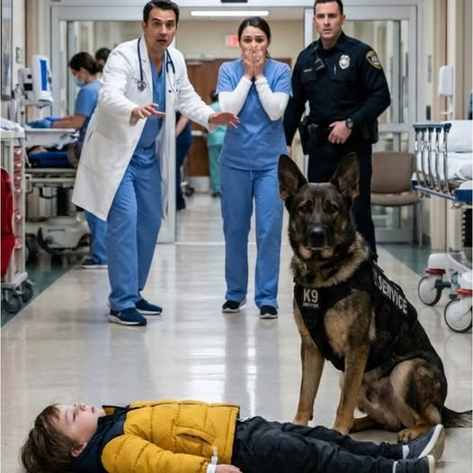 „Hier darf kein Hund rein!“, riefen sie – bis es in der Notaufnahme still wurde. Ein verwundeter Militärhund kam herein, der ein sterbendes Mädchen im Arm hielt. Was an ihrem Handgelenk war, veränderte alles