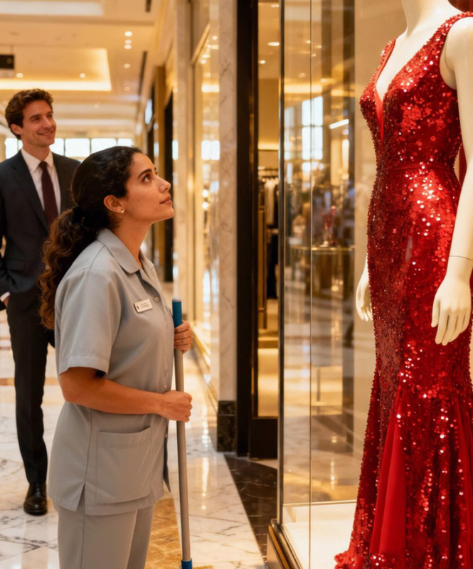 Nach 7 Jahren Scheidung fand er seine Ex-Frau als Putzfrau arbeiten und beobachtete schweigend ein Millionen-Dollar-Kleid hinter dem Schaufenster