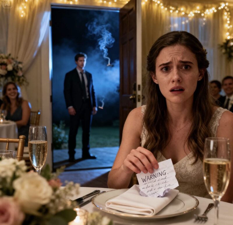 Bei der Hochzeit meiner Schwester setzte ich mich hin und fand einen Warnhinweis unter einer Serviette. “Wenn dein Mann alleine raucht, verstecke dich und beobachte ihn.” Ich dachte, es wäre lächerlich. Aber in dem Moment, in dem ich hinschaute, zitterte ich und konnte kein Geräusch machen.