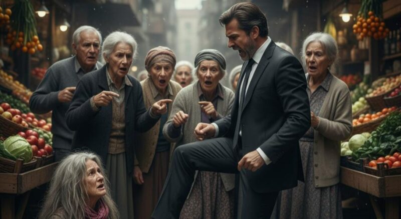 Un milionario prese a calci una mendicante al mercato, senza sapere che fosse la madre perduta che aveva cercato per tutta la vita…