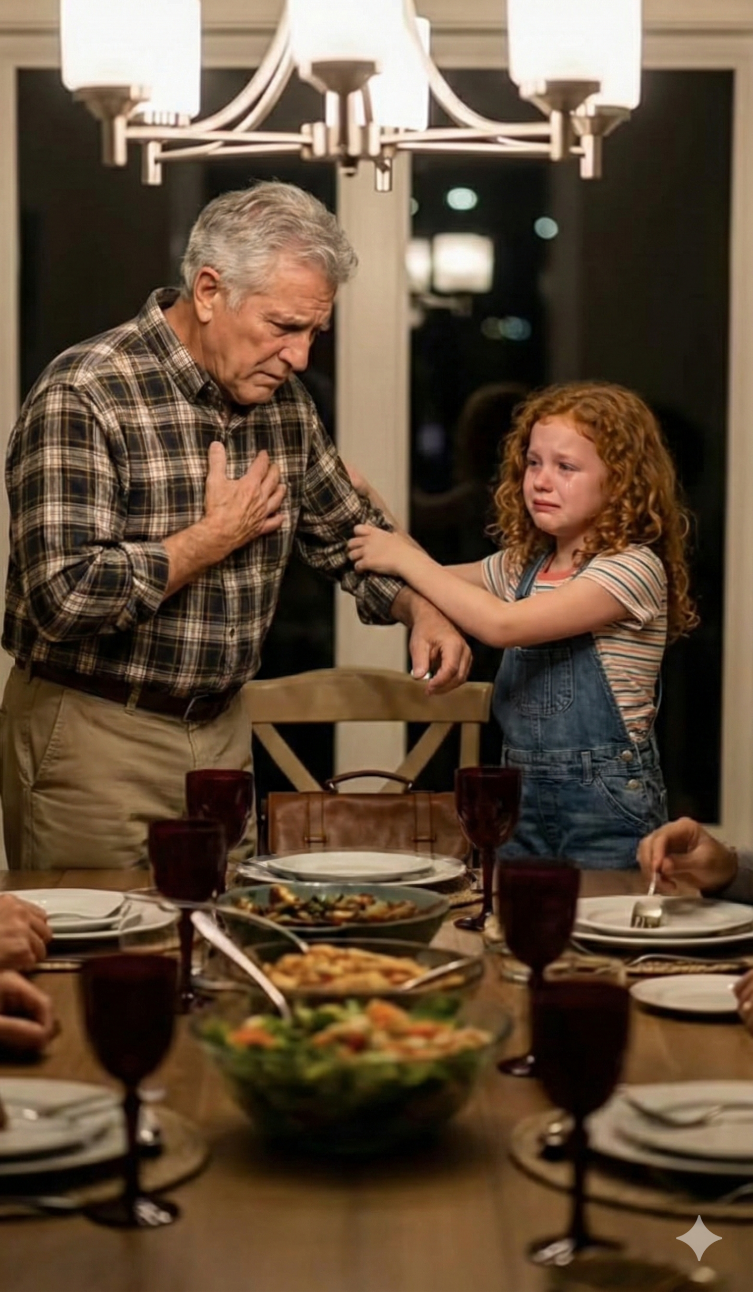 Während meines Abendessens zum 60. Geburtstag ergriff mein Enkel zitternd meine Hand. ‘Opa, wir müssen gehen
