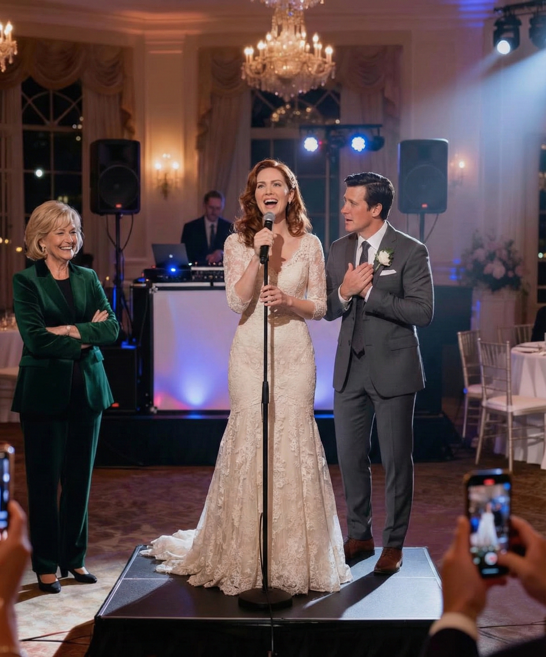 Meine Schwiegermutter hat versucht, mich bei der Hochzeit zu demütigen. Sie streckte mir das Mikrofon aus, schnitt die Musik aus und grinste: «Komm schon. Singe ohne Musik -lass uns dein wahres Talent betrachten.»Das Zimmer ist zu heiß, die Telefone sind bereits entfernt und warten darauf, dass ich mich bewerbe. Ich habe hart geschluckt’