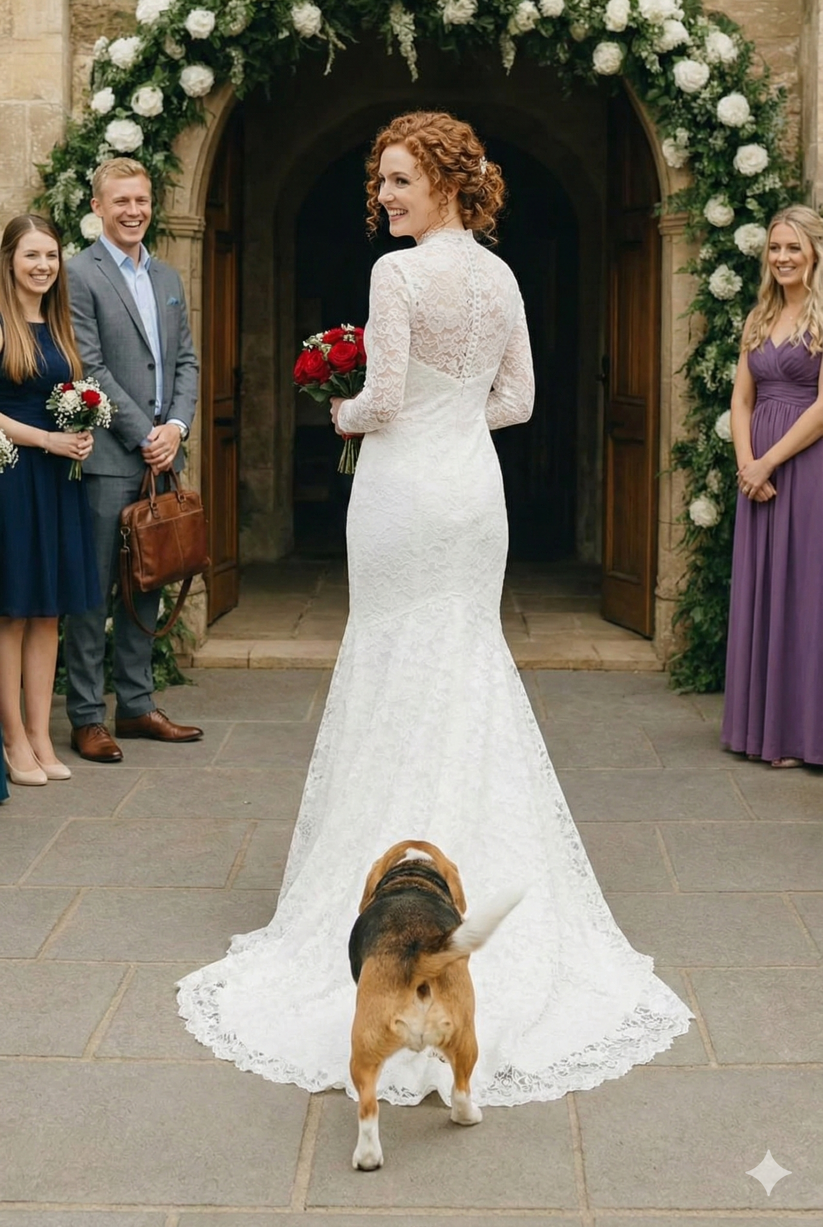 Während der Hochzeit biss der Hund der Braut plötzlich in den Saum des Kleides und ließ sie nicht zum Altar gehen: Alle dachten, der Hund spiele nur, bis etwas wirklich Beängstigendes enthüllt wurde