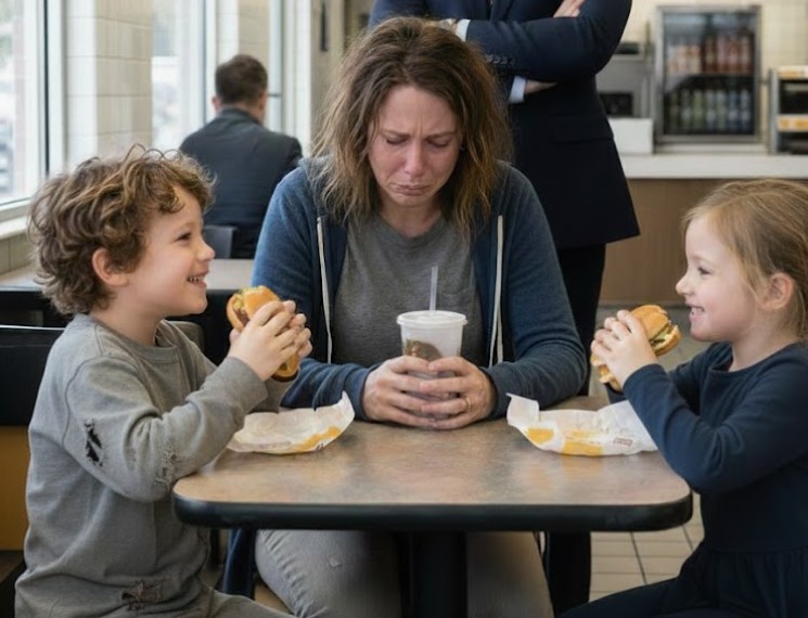 Ein reicher Geschäftsmann sah, wie eine Mutter den Burger mit ihren Kindern teilte und so tat, als sei sie satt — zehn Jahre später veränderte sich ihr Leben für immer