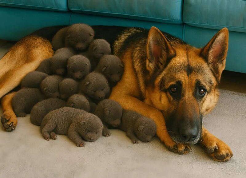 Un uomo ha trovato una pastore tedesca incinta per strada. Quando la cagnolina ha partorito, il veterinario si è reso conto con orrore che non si trattava di cuccioli, ma di qualcos’altro.