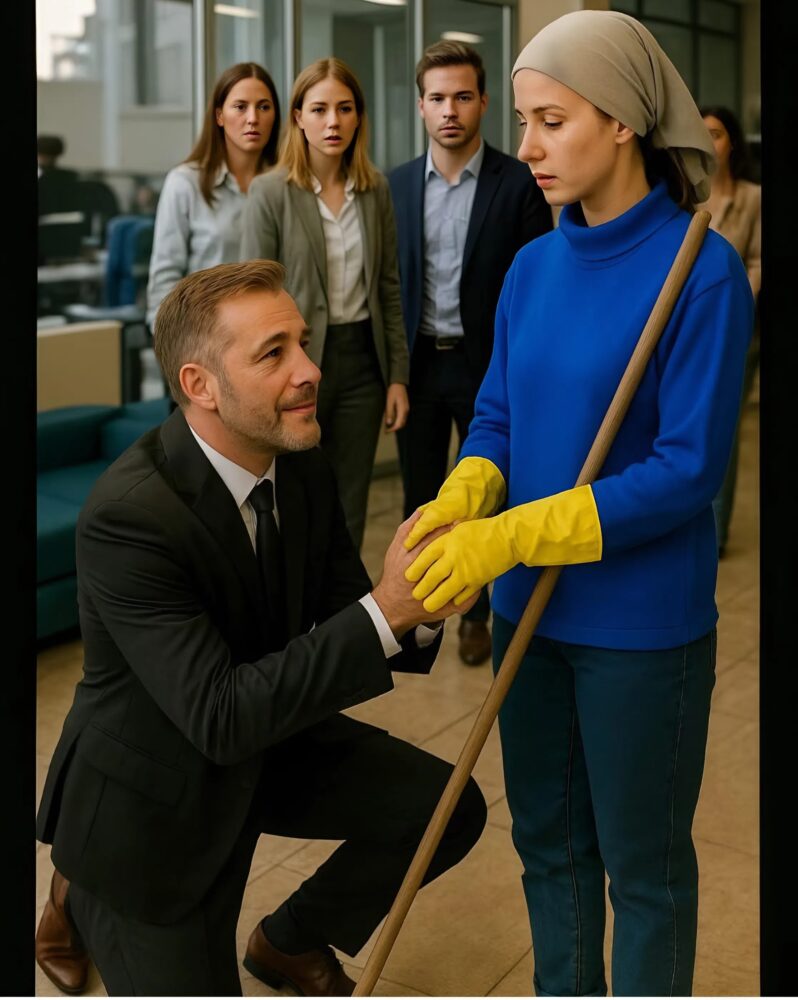 Drei Jahre lang hat sie kein Wort gesprochen — bis zu dem Tag an dem ein Fremder die Bank betrat und vor der bescheidenen Reinigungskraft auf die Knie fiel was alle Anwesenden überraschte  Source: https://81hiphop.com/drei-jahre-lang-hat-sie