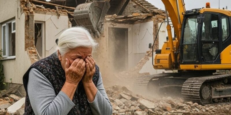 Mio figlio ha firmato i documenti per radere al suolo la mia casa: mentre singhiozzavo sul marciapiede, la terra tremava… finché un caposquadra non ha strizzato gli occhi sul permesso e tutto è cambiato 😲😢