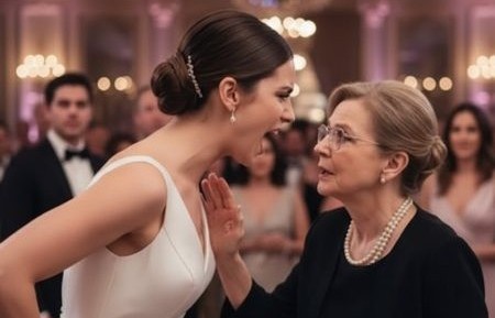 I miei occhiali mi volarono via dal viso e si frantumarono sull’elegante pavimento in parquet, mentre 130 ospiti osservavano in silenzio collettivo.