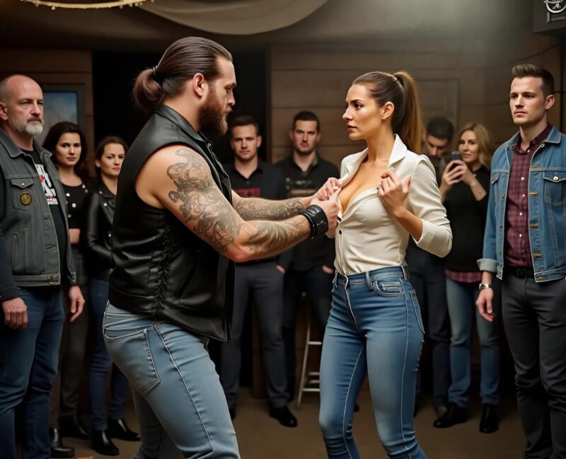 Il motociclista strappò la camicia della cameriera, ma ciò che trovò gelò l’intera stanza, lasciando tutti sbalorditi…