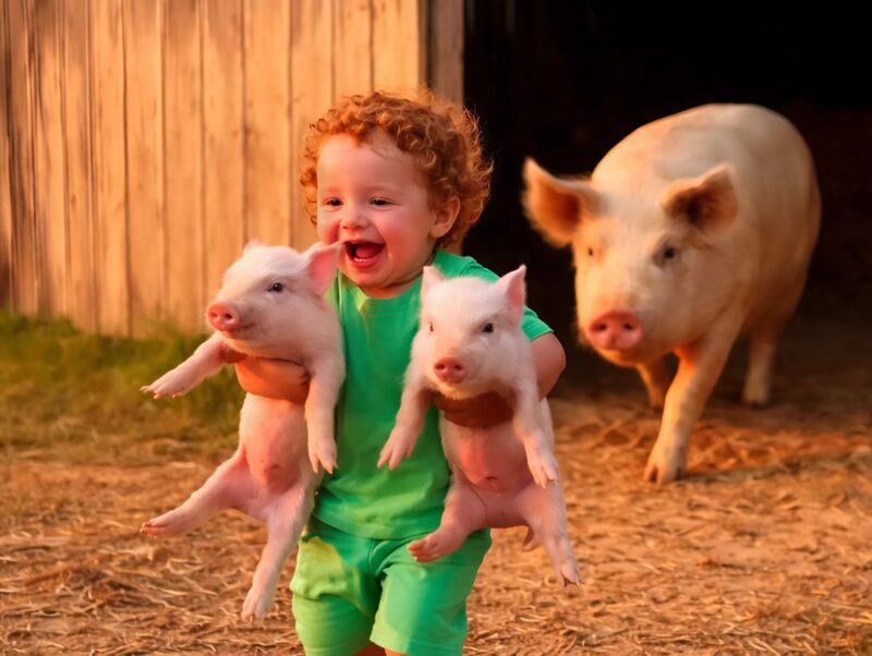 I genitori hanno visto il loro figlio di tre anni scappare da un allevamento di maiali con due maialini in braccio e un enorme maiale che lo inseguiva: erano terrorizzati, pensavano che l’animale volesse fare del male al bambino, finché la strana verità non è stata svelata.