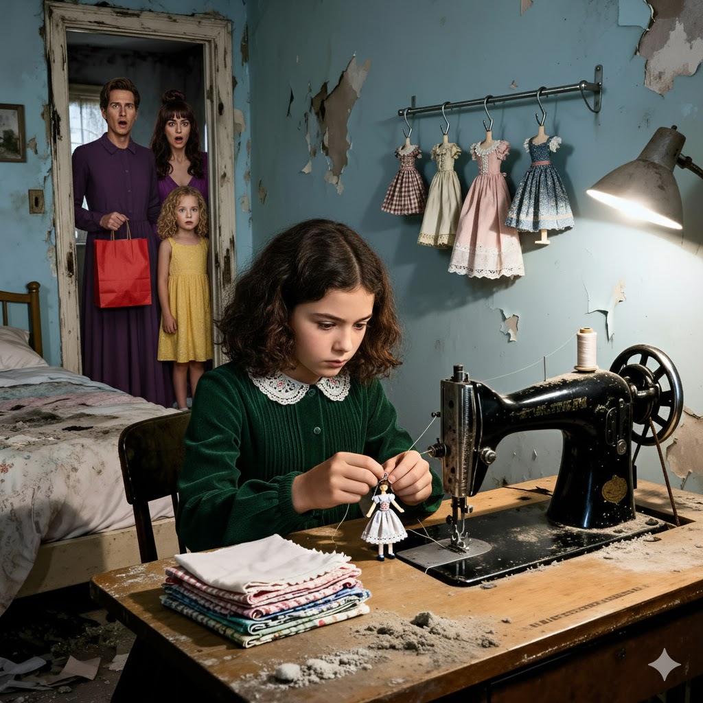 Un milionario si è presentato per riscuotere l’affitto e invece ha trovato una bambina che cuciva per sopravvivere alla fame, rivelando un segreto di famiglia che nessuno avrebbe dovuto vedere…