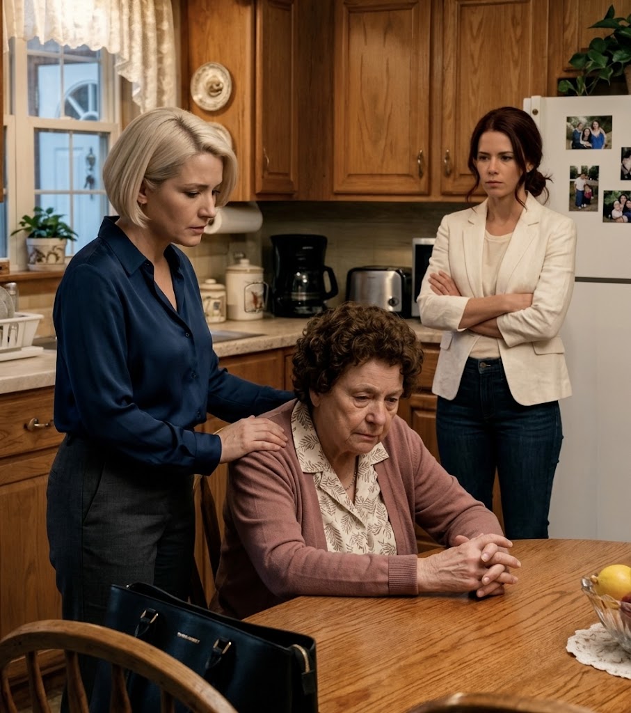 Mia figlia mi ha vista seduta al buio e mi ha chiesto piano: ‘Mamma, perché non c’è niente da mangiare in cucina? Prendi 10.000 dollari al mese.’ Mia nuora è uscita e ha detto tranquillamente: ‘Controllo ogni dollaro che riceve.’ Mia figlia si è tolta lentamente gli orecchini, l’ha guardata dritta negli occhi e ha detto: ‘Allora da oggi quel controllo finisce.’