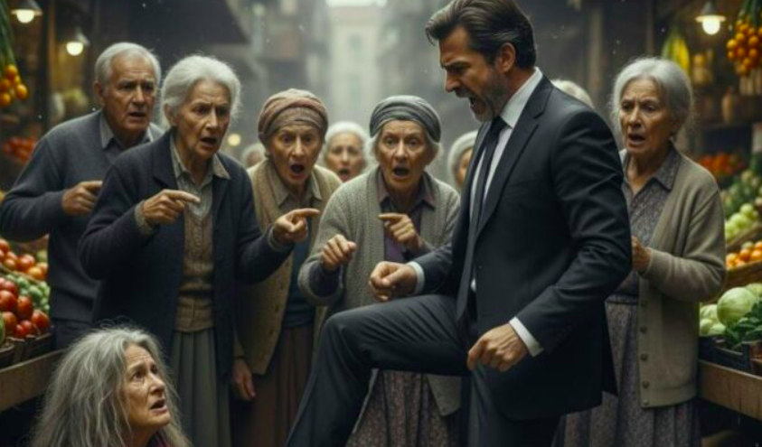 Un milionario prese a calci una mendicante al mercato, senza sapere che fosse la madre perduta che aveva cercato per tutta la vita…