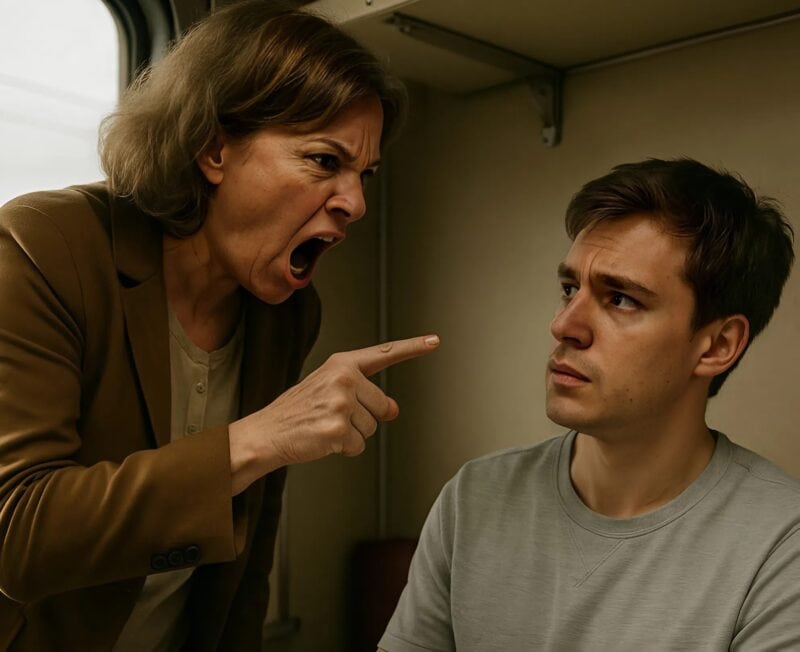 «Sto viaggiando in treno con un braccio rotto, e una donna sfacciata pretendeva che le cedessi il posto e mi urlava contro: ho dovuto darle una lezione.»