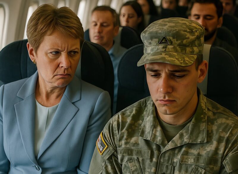 Su un aereo, una donna urlò contro un giovane soldato, chiamandolo traditore della Patria: ma il giorno dopo lesse il suo nome sul giornale e si pentì delle sue azioni.